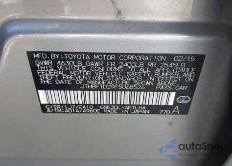 2015 Lexus Is 250 z USA, uszkodzony, nr VIN JTHBF1D29F5068526